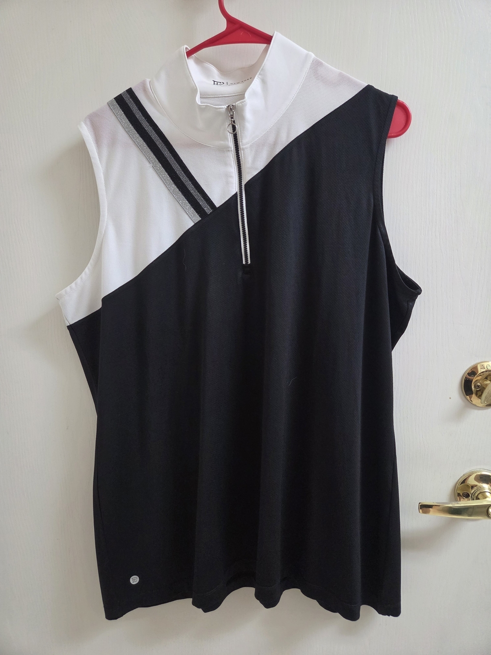 EP Pro Black and White Sleeveless Golf Polo with Zip